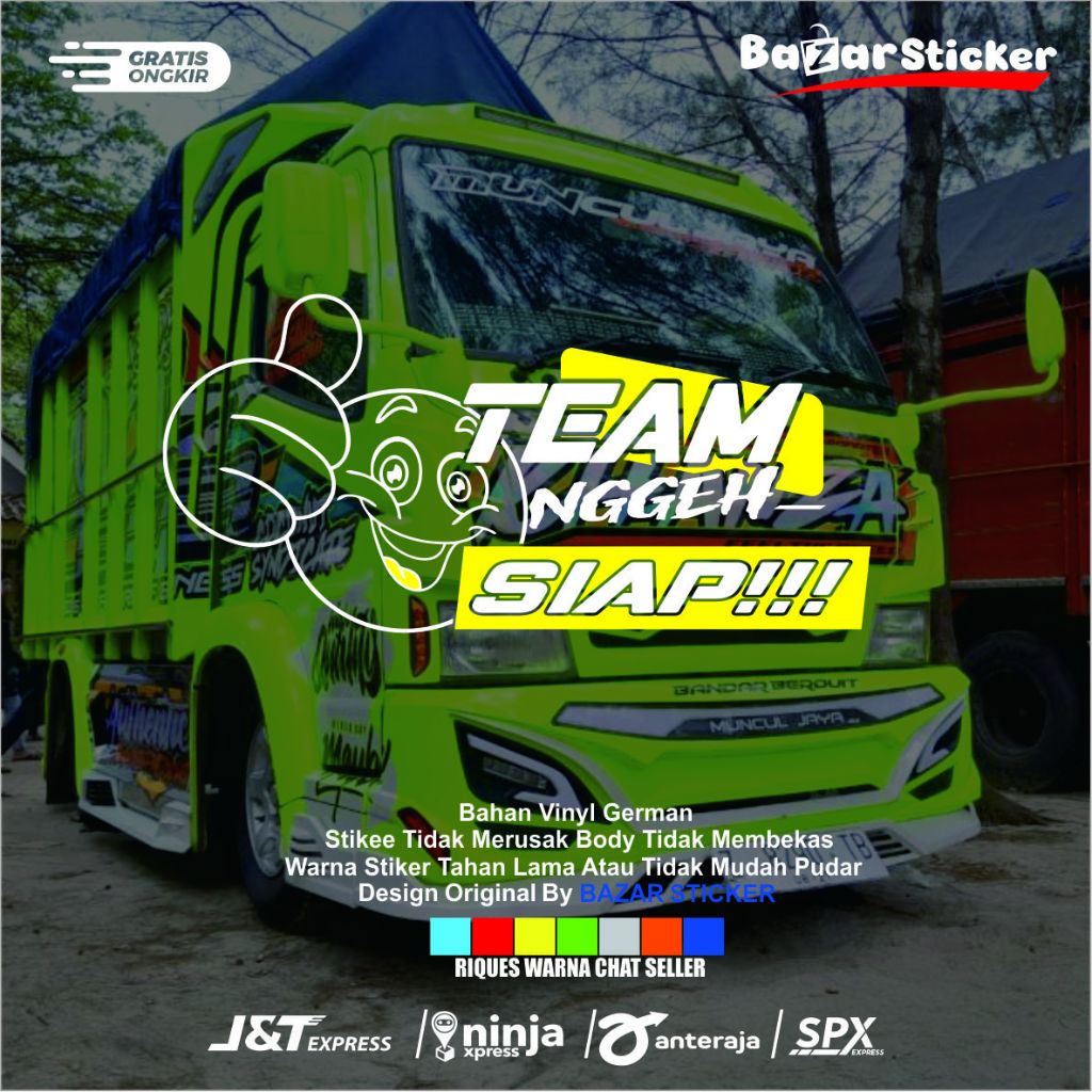 stiker kaca team nggeh siap sticker variasi kaca samping truk pick up mobil
