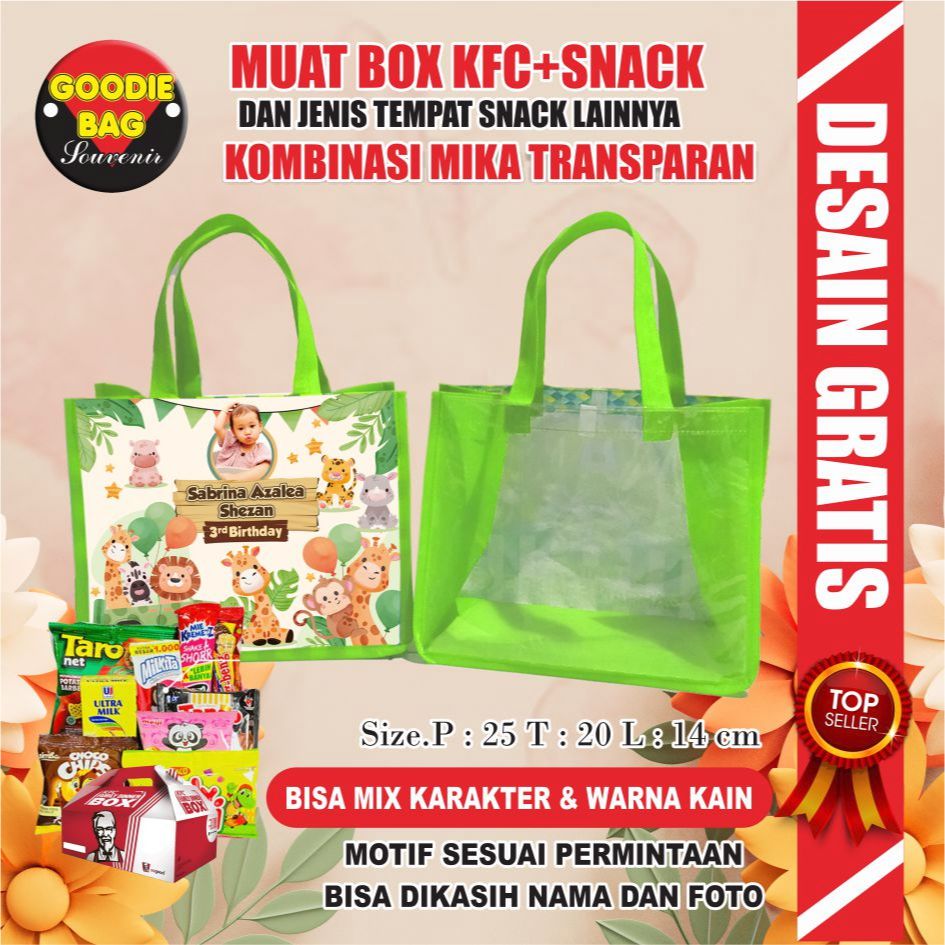 

TAS ULTAH TERLARIS / TAS ULANG TAHUN / TAS SOUVENIR / GOODIE BAG ( KOMBINASI MIKA TRANSPARAN) TAS BINGKISAN