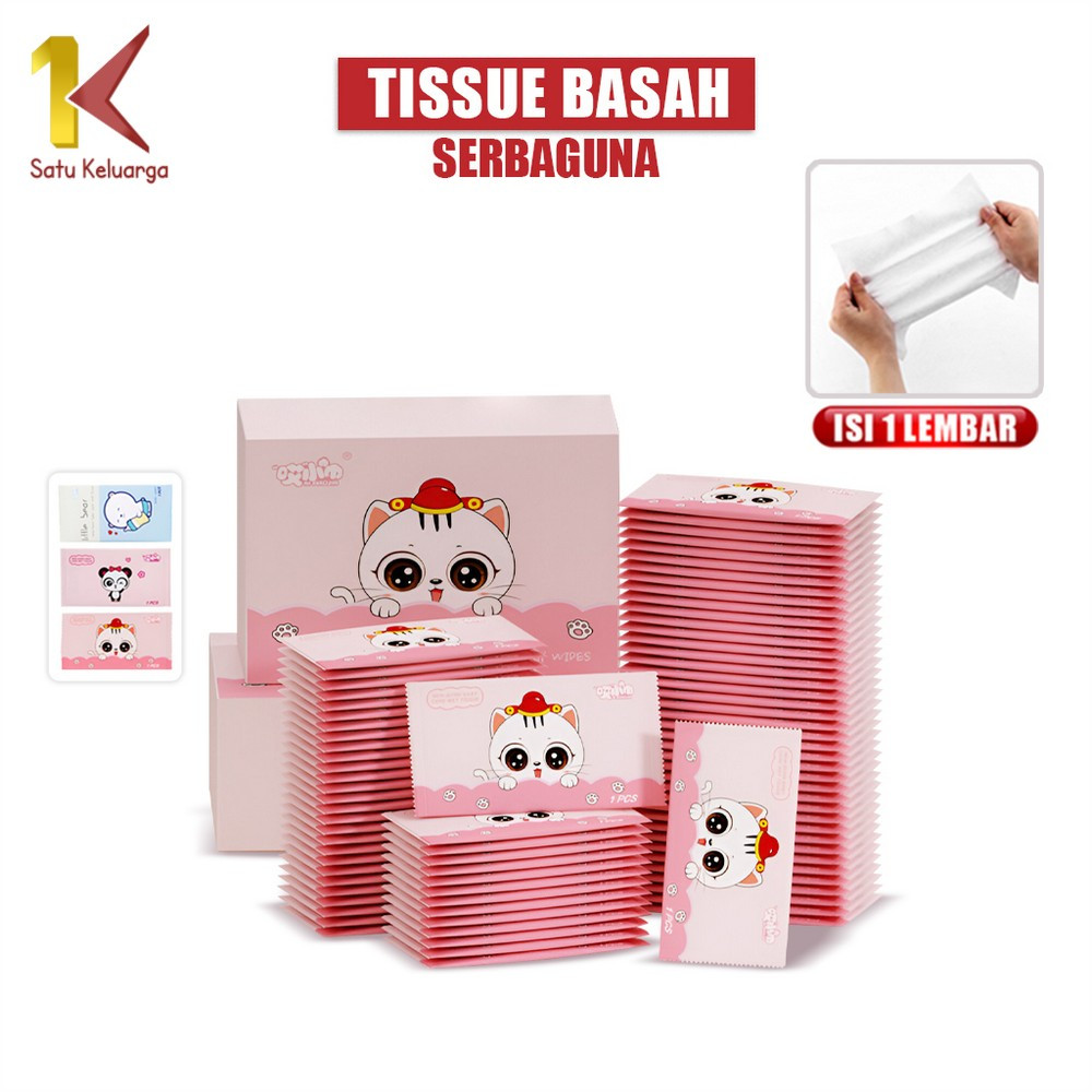 Satu Keluarga Tisu Basah Mini Wipes Satuan C1137 Wet Wipes Tissue Basah Serbaguna 1 Lembar Travel