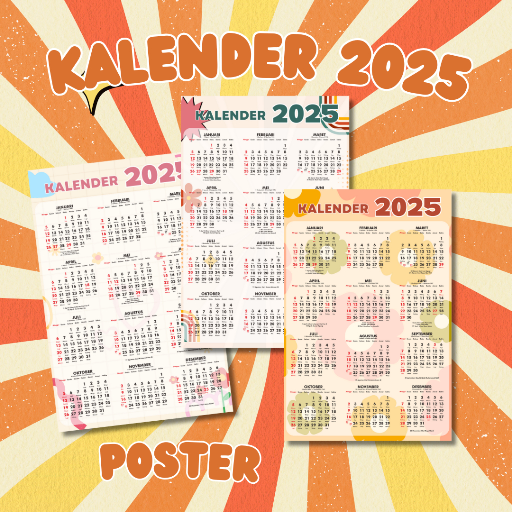 

[A3+] Kalender Poster 2025 - Kalender 2025 Custom Desain Kamu