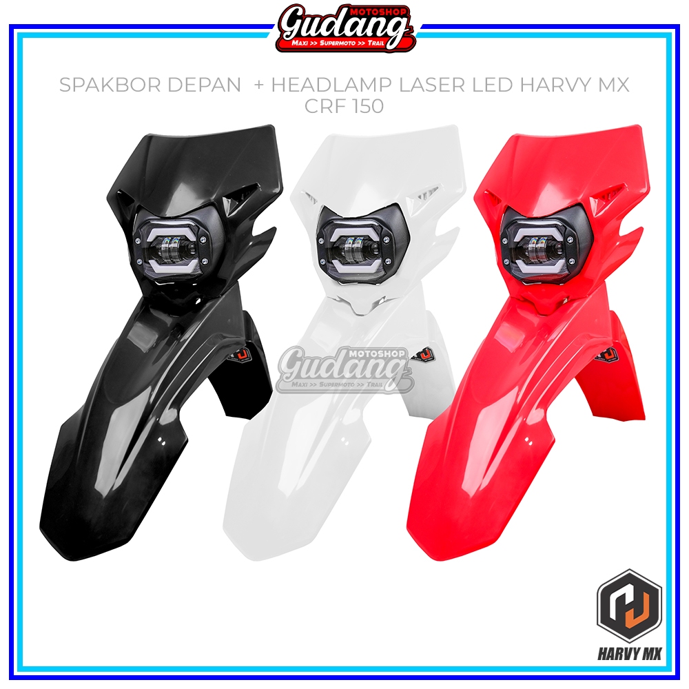 Spakbor Slebor Depan Plus Headlamp Lampu Depan Laser LED HRV Supermoto KLX 150 CRF 150L KTM 250 2017