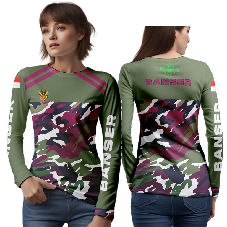 kaos wanita baju banser cerah / baju jersey banser cerah lengan pendek bahan dryfit sublime bisa cus