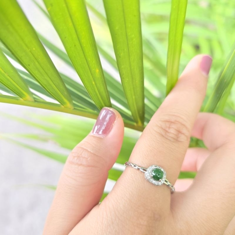 cincin batu alam asli imperial jade s925 adjustable