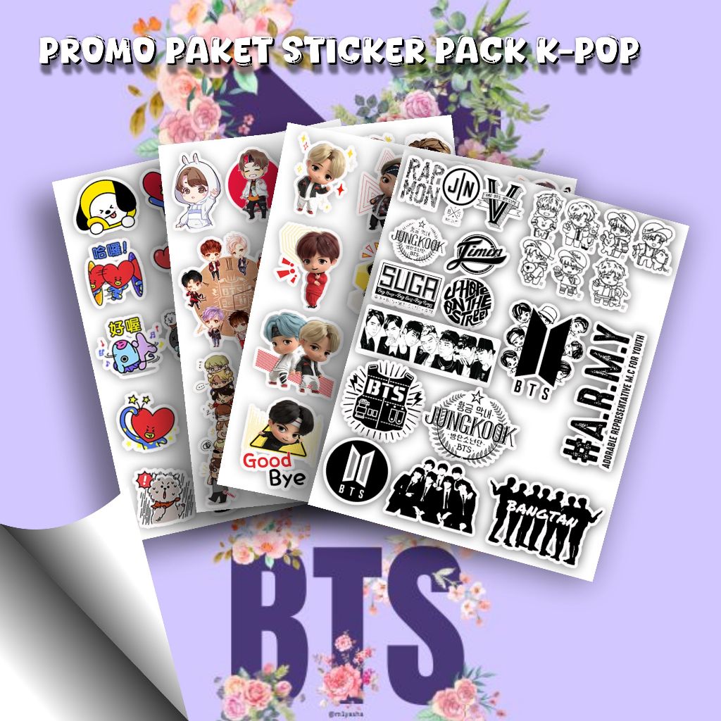 

PROMO MERIAH Paket Sticker Pack KPOP BTS murah meriah stiker buku Setiker Laptop