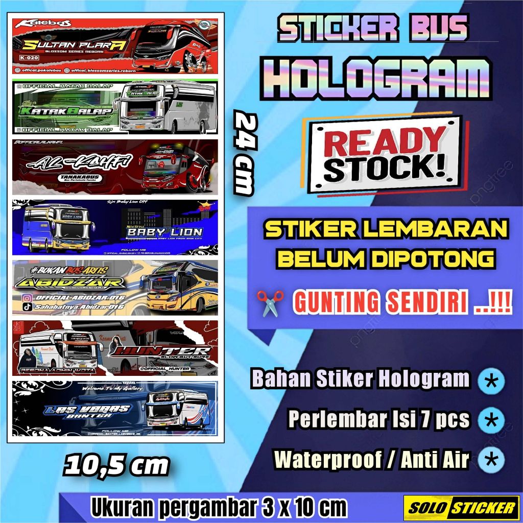 

Stiker Bus Panjang Hologram Lembaran Isi 7pc