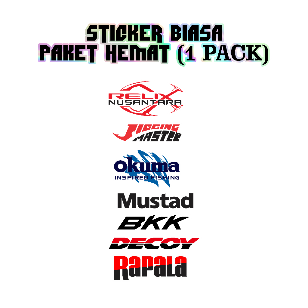 Stiker Pancing Pack Isi 7 Logo brand mancing terkenal  Murah Stiker untuk Tackle Box Kayak Kotak Lur