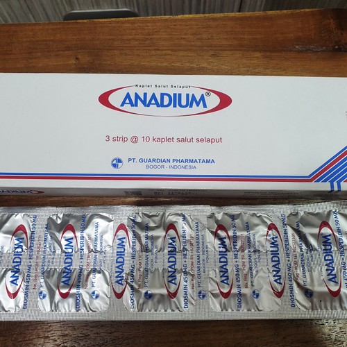 Anadium Tablet (Strip10 Kaplet) - Anadium Diosmin Hisperidin Kaplet Suplemen Herbal Wasir / Ambeyen