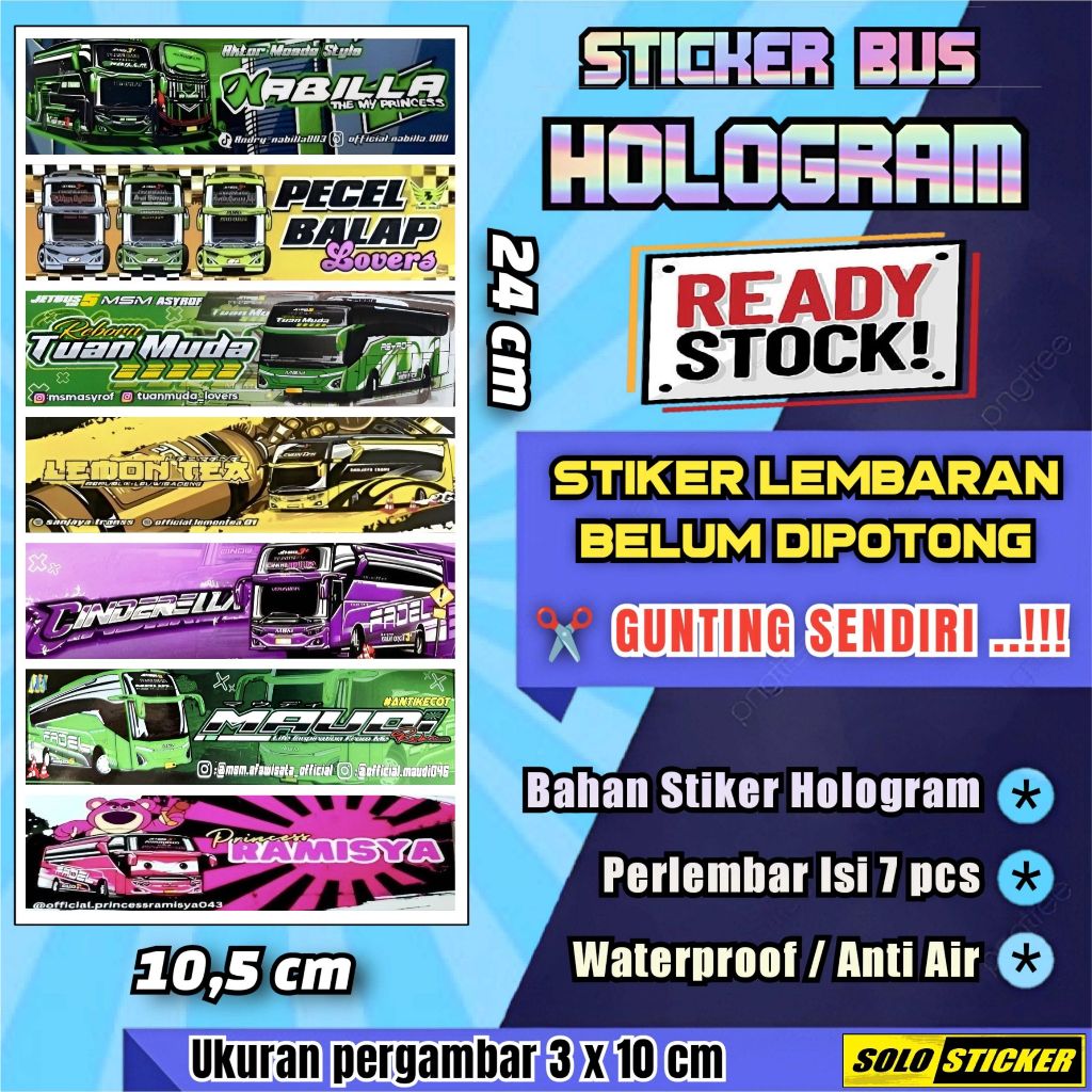 

Stiker Bus Panjang Hologram Lembaran Isi 7pc