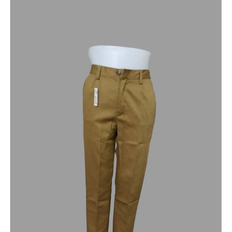 Celana kancing bahan warna pemda khaki muda