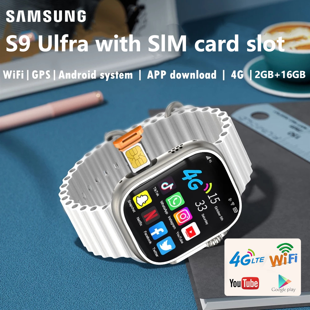100%ORISamsung Smartwatch S9 ULTRA 4G & 5G RAM 2 / 16GB SIM CARD Bisa Nonton Youtube Bisa Nonton