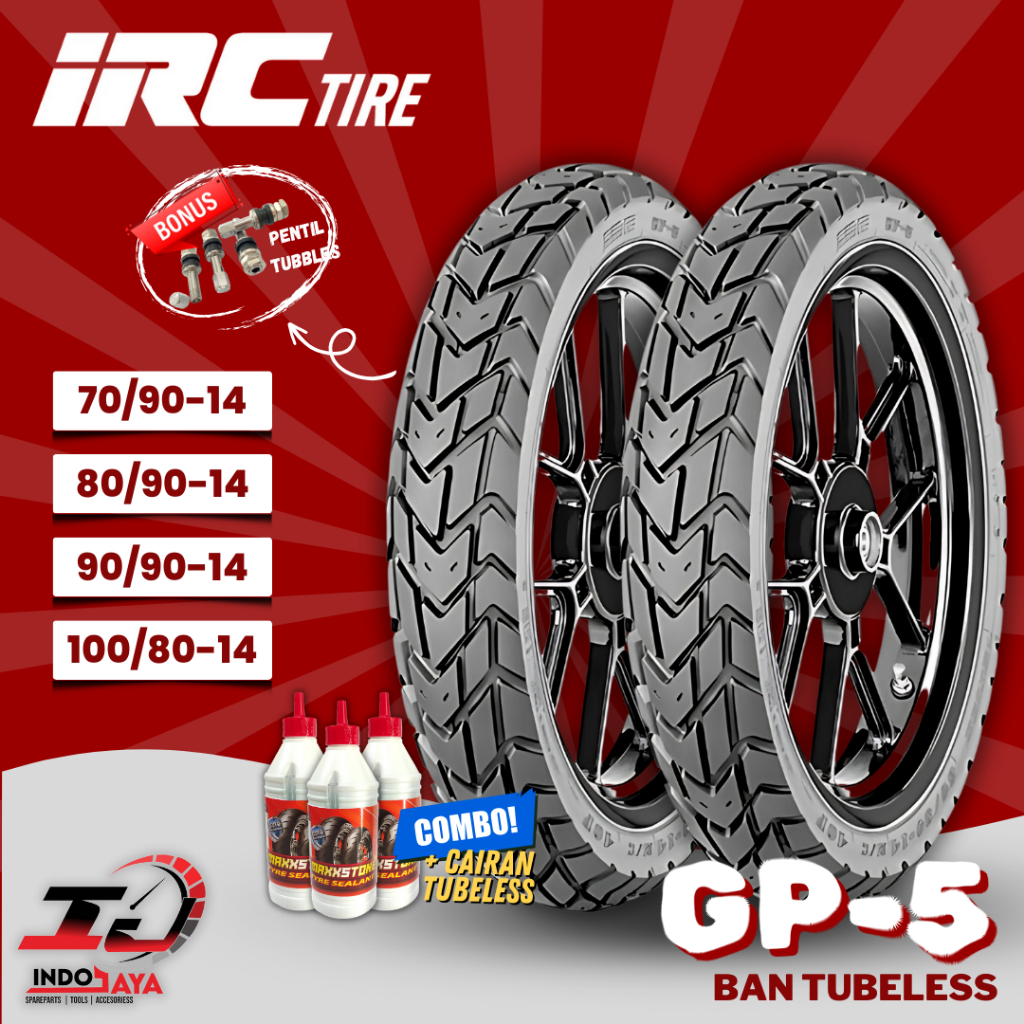 [READY COD] BAN LUAR TUBELESS IRC GP5 (70/90-14 - 80/90-14 - 90/90-14 - 100/80-14) BAN MATIC DEPAN B