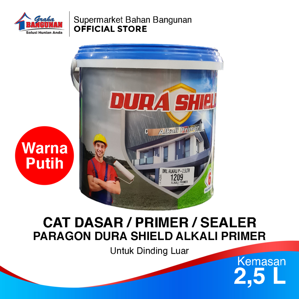 Cat Dasar/ Cat Primer / Sealer PARAGON DURASHIELD ALKALI PRIMER 2,5 L Untuk Dinding Luar
