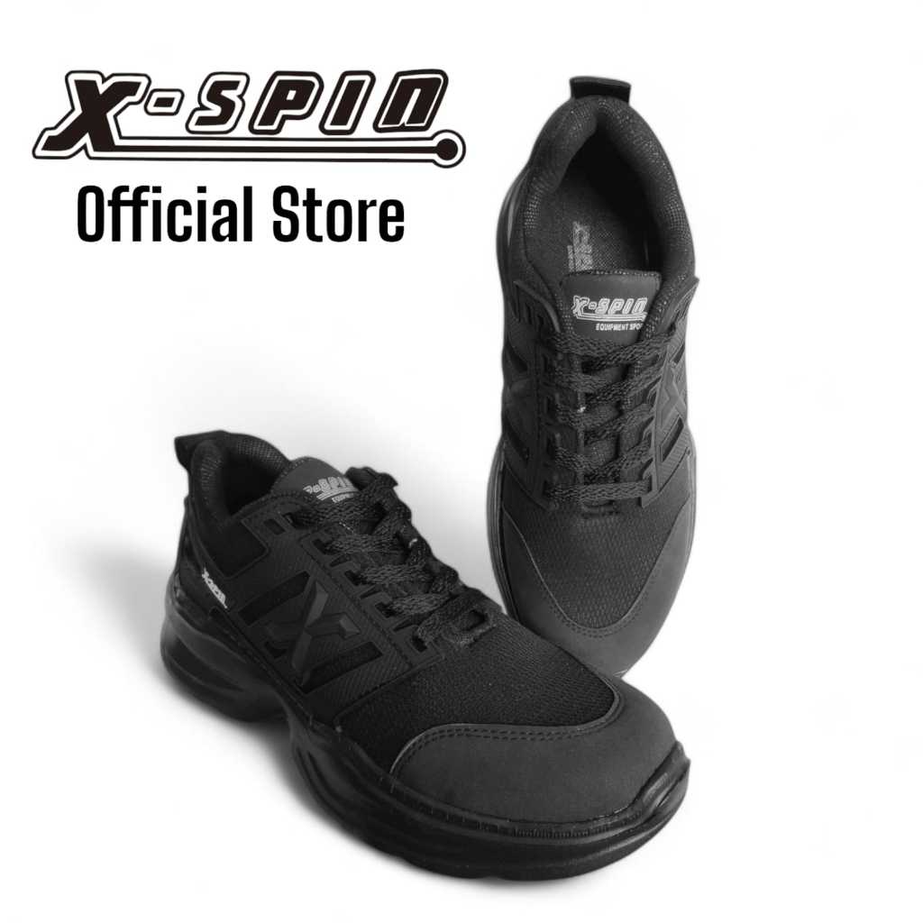 Sepatu Sneakers Pria Hitam Full Sepatu Sekolah running Hitam Sepatu Olahraga Sepatu Jogging X-Spin