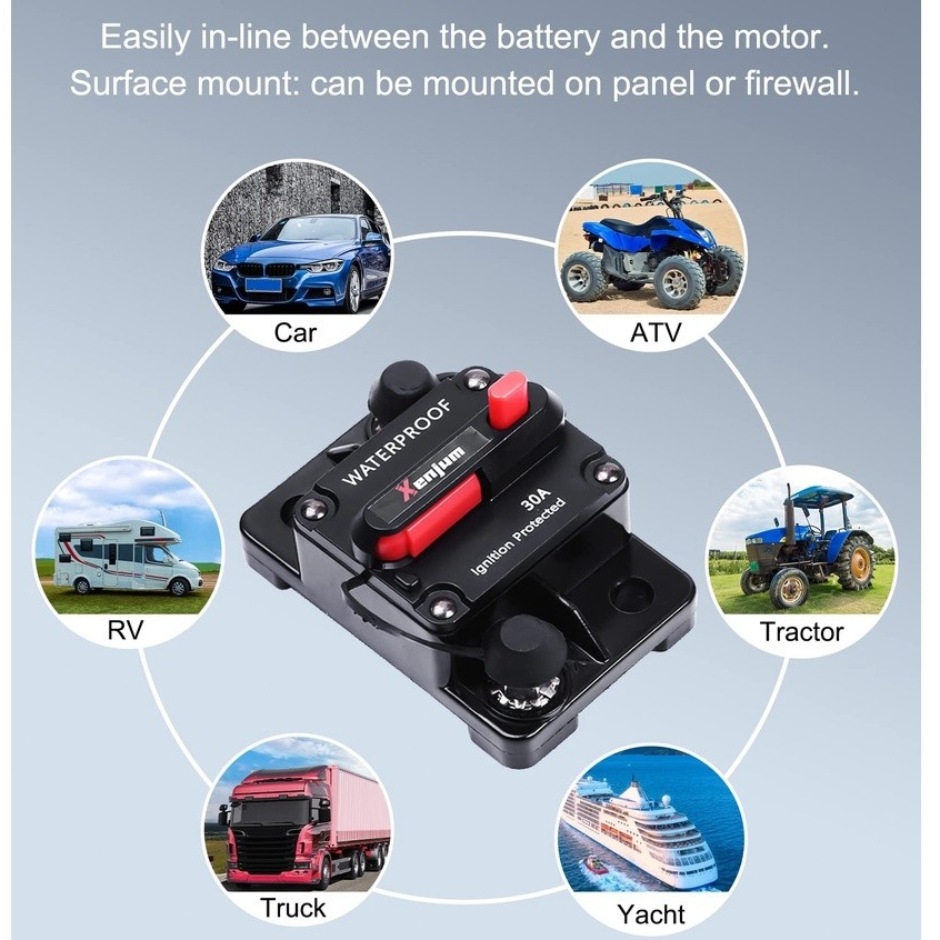 100A/150A Circuit Breaker Fuse Reset Waterproof Circuit Breaker 12V-24V Audio Mobil