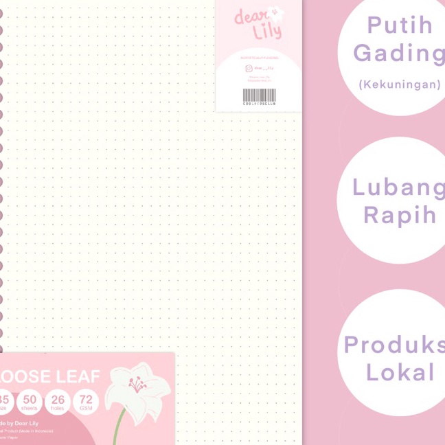 

KP8 B5 Loose Leaf Isi 5 lembar Isi Kes B5 Binder 26 Lubang Warna Putih Garding Cream Coksu Motis Garis Polos Grid KotakKotak TitikTitik Dot Natural Paper Kes Vintage