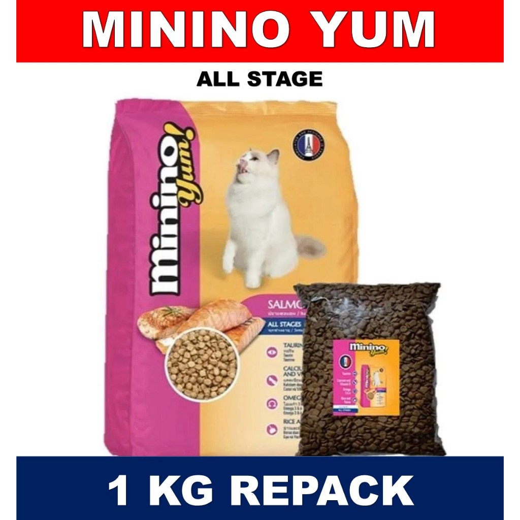 Makanan Kucing MININO YUM 1KG Repack Minino Salmon All stage Semua Usia Kucing