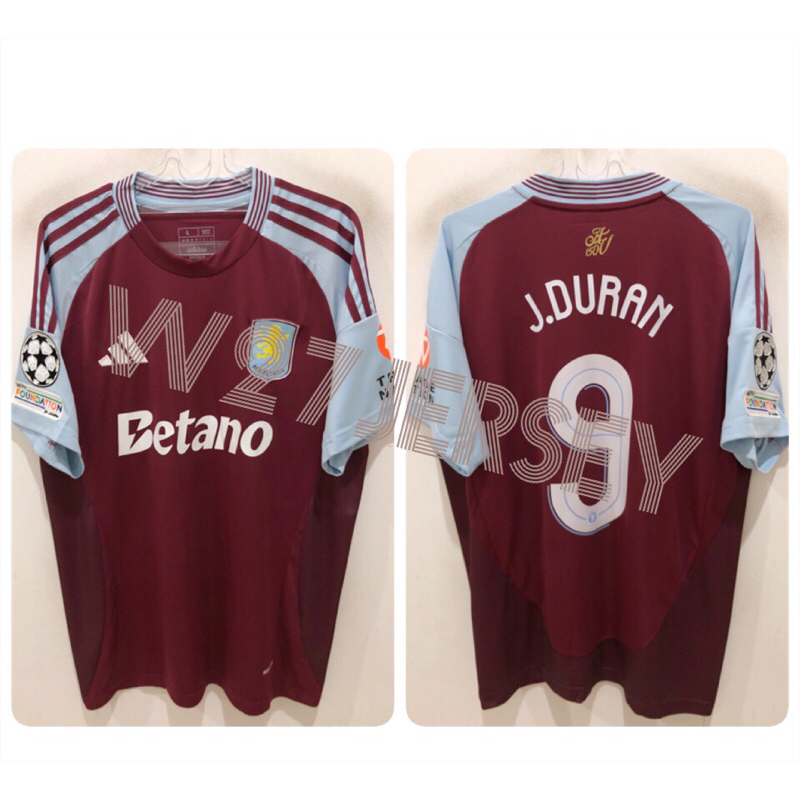 JERSEY ASTON VILLA HOME 2024-2025 name player J.Duran + Patch