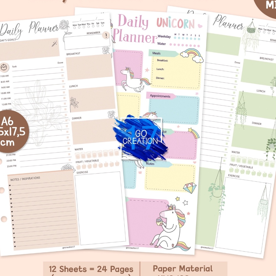 

KF7 Buku Planner Refill Kes Binder Daily Planner Rencana an Motif Premium A6