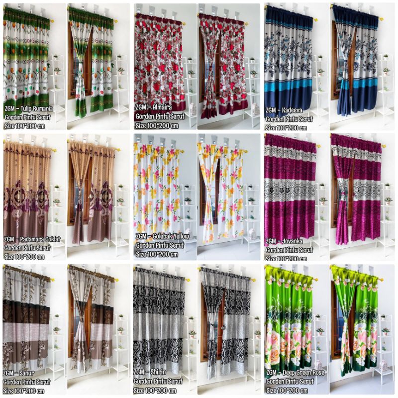 Gorden Hordeng Korden Serut Rumbai Katun Motif Bunga Tulip 100x200 Cm