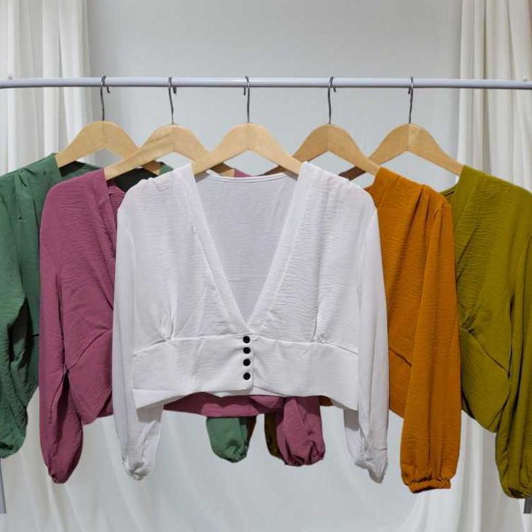 Semi Outer Maurin Top Blouse Bianca Crinkle Airflow