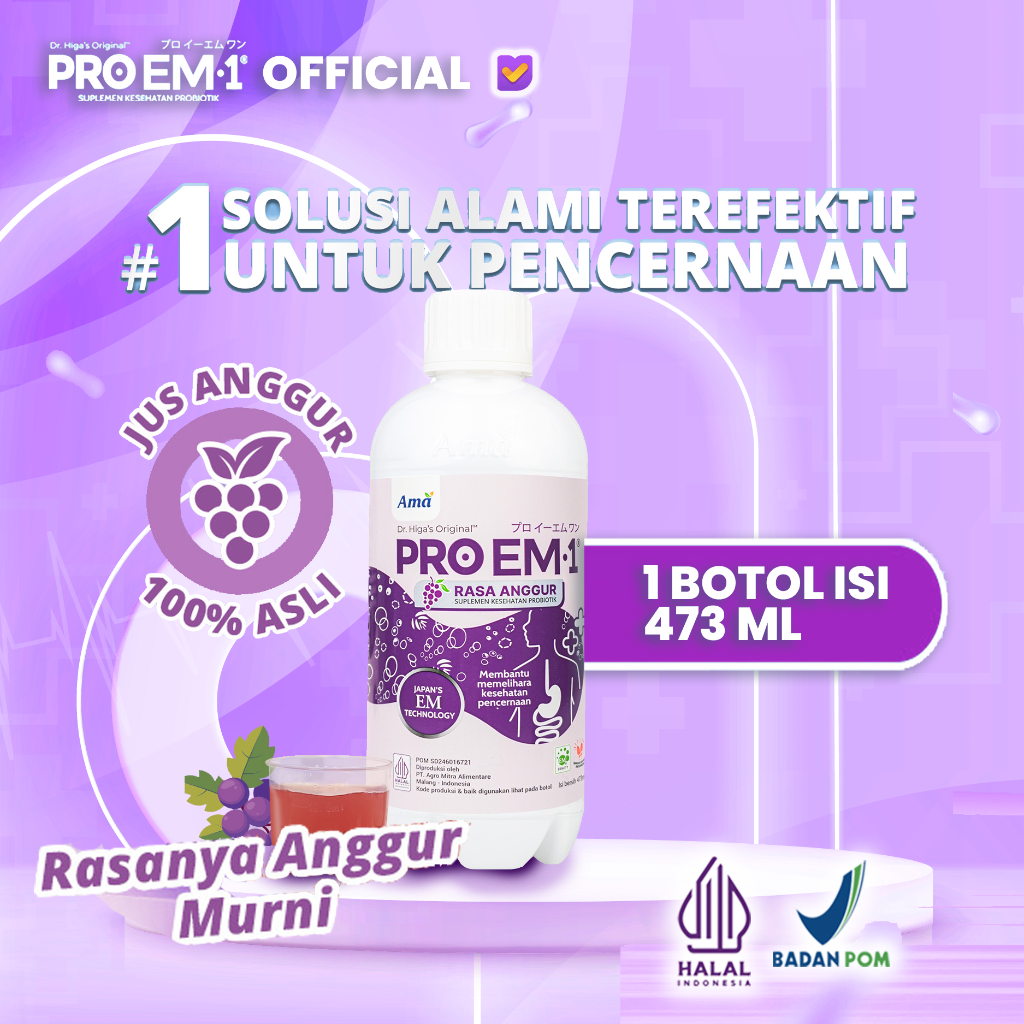 PROEM1 Anggur 473ml Suplemen Kesehatan Probiotik Dewasa & Anak Pencernaan Usus Maag Gerd Sembelit