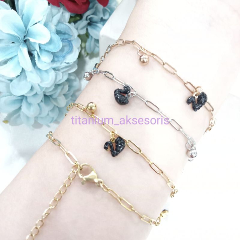gelang rantai titanium bebek hitam kecil kecil