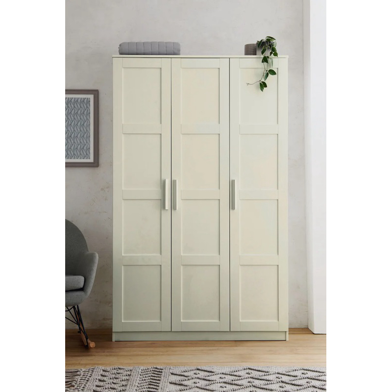 lemari pakaian 3 pintu minimalis modern kayu jati solid