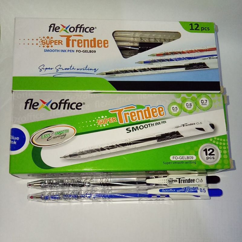 

Bolpen / Pulpen Super TRENDEE FLEXOFFICE FO-GEL809 0.5 & 0.6 mm Hitam & Biru