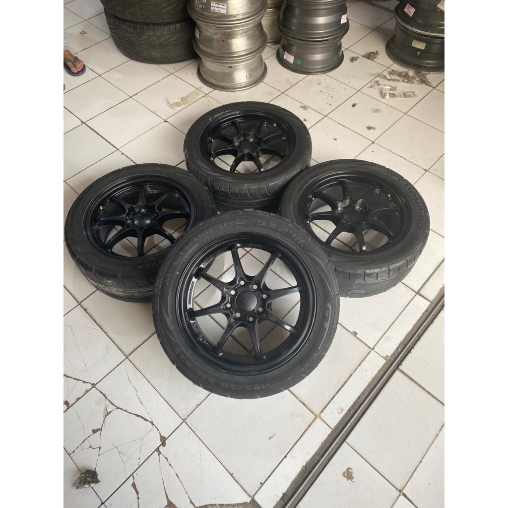 VELG MOBIL BEKAS CE28 RING 15 7 8X100/114,3+BAN CHAMPIRO SX2 195 50 R15 VELG UNTUK MOBIL AGYA AYLA S