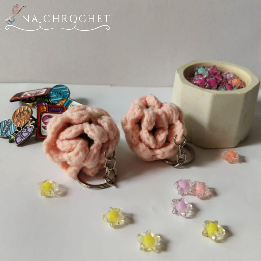 Key Chain Chrochet Bucket Flower Mini || Flower Series || Gantungan Kunci Rajut Buket Bunga Kecil