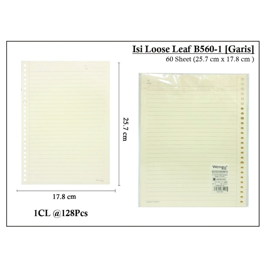 

WENGU ISI LOOSE LEAF ISI ( LEMBAR) UKURAN B5 KERTAS BINDER - REFILL KERTAS BINDER B560