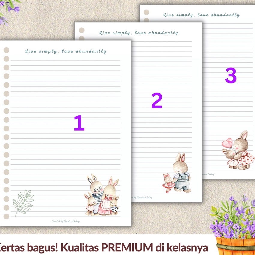 

Potongan RABBIT Loose leaf Isi Kes File binder A5 dan B5 Tebal Refill Map Binder Kelinci Lucu Grid Dotted Blank Garis Kotak Titik Polos CHESTER LIVING