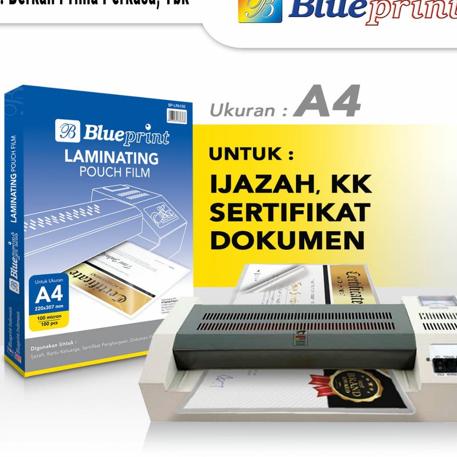 

KP8 Plastik Laminating Film BLUEPRINT Laminating Film 1 Micron A4