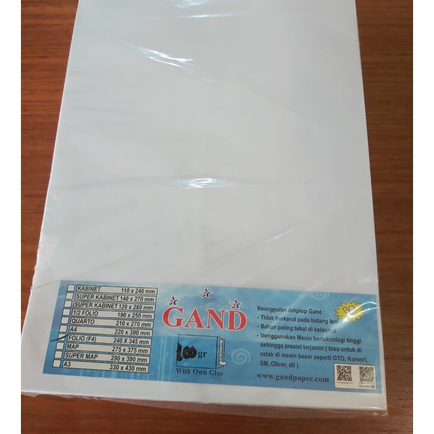 

Terjangkau Amplop Putih GAND F4Folio Seal 1 Gram 1 pack 1 lembar