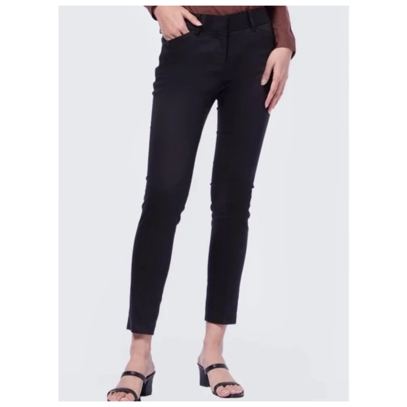 Executive Basic Skinny Med Rise Manhattan Editor Pants Black