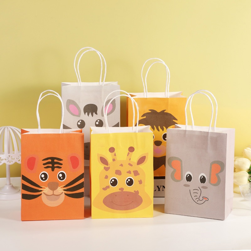 

(hocanparty) PAPER BAG GODDIE BAG TAS KADO HADIAH PESTA ULANG TAHUN MOTIF ANIMAL GAJAH SINGA ZEBRA JERAPAH MONYET