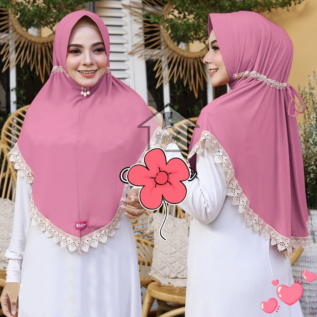 Kerudung jersey Bergo renda jilbab jersey bergo renda kerudung bergo jersey renda serut