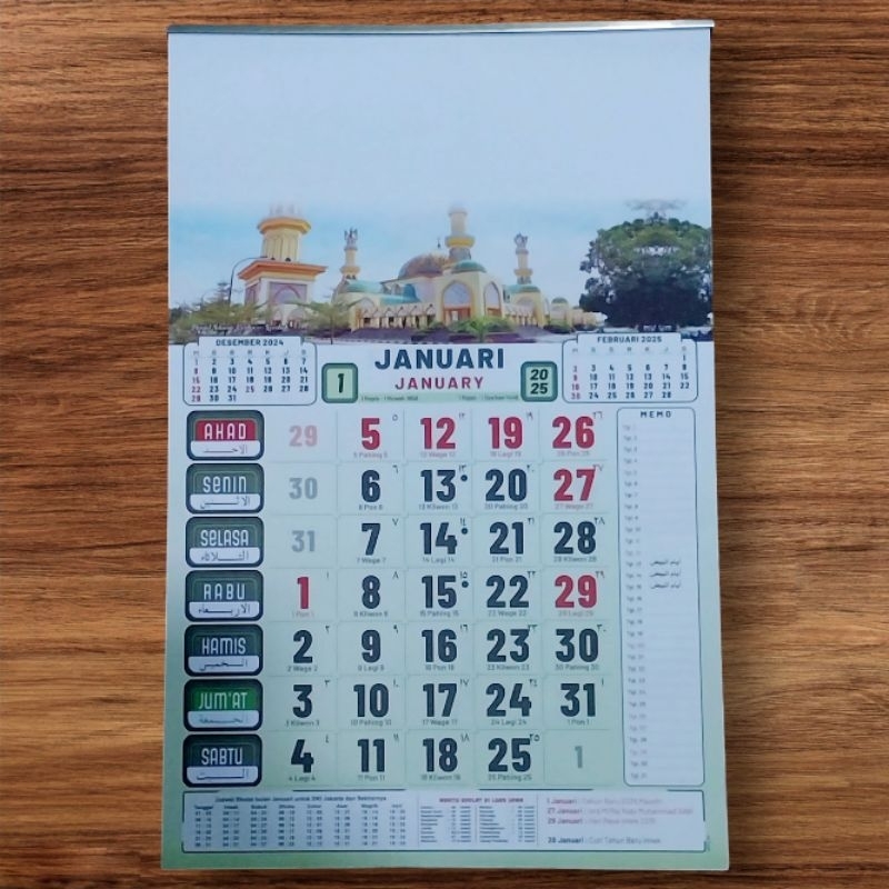 

kalender kerja warna 2025 ukuran 32×48cm ( 12 lembar × 1 bulanan
