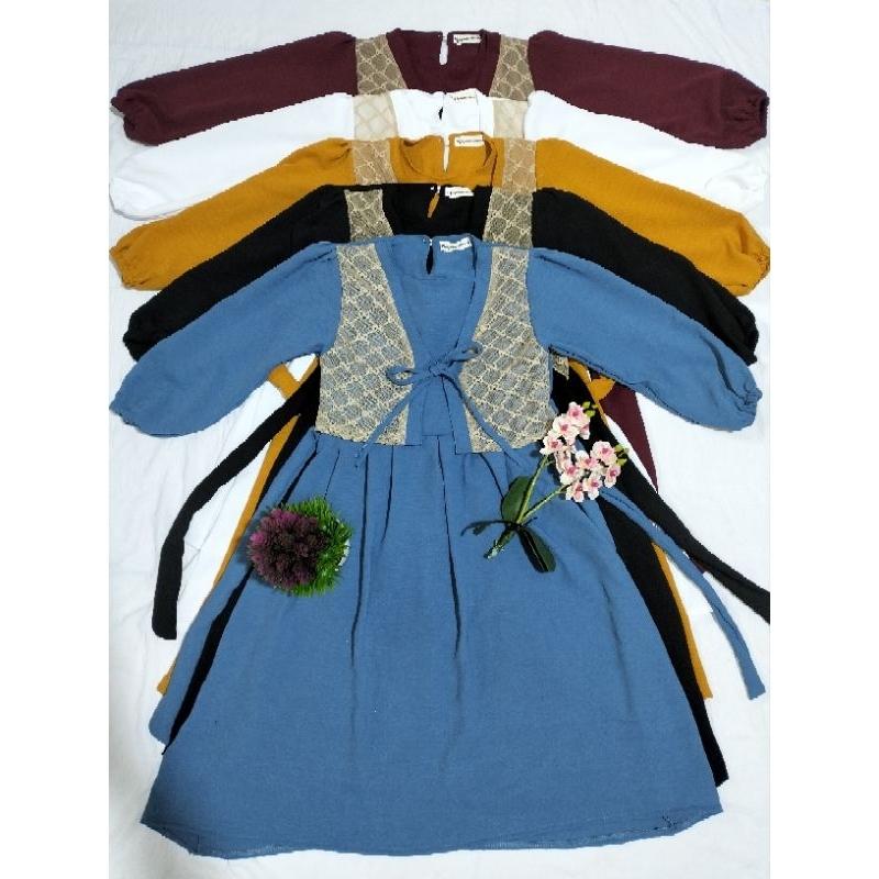 Gamis rompi anak terbaru crinkle airflow/gamis anak Zahra brokat gamis anak lebaran usia 3/12thn