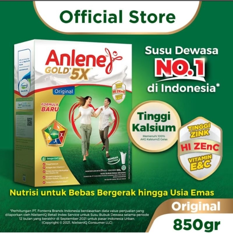

Anlene Gold 5X Susu Bubuk Dewasa Original 850g - Nutrisi Tinggi Kalsium Untuk Tulang, Sendi, dan Otot