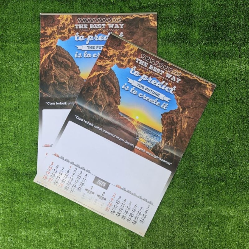 

kalender tahun 2025 standar 6 lembar 2 bulanan AO 02 inspirasi & motivasi ukuran 38x54cm(terima castume cetak merek)