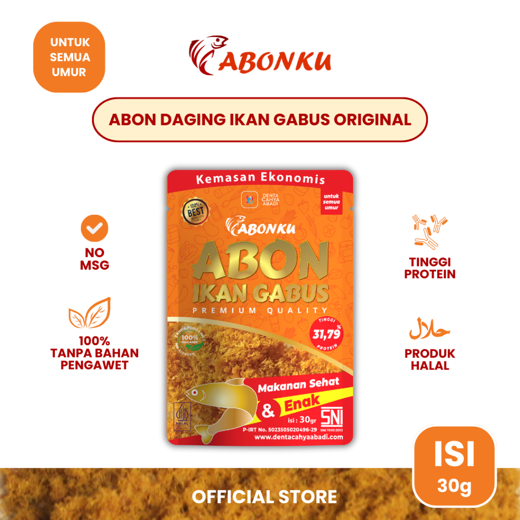 

Paket Hemat 2 pcs Abonku - Abon Daging Ikan Gabus - Alternatif Abon Sapi / Ayam - Enak & Bergizi