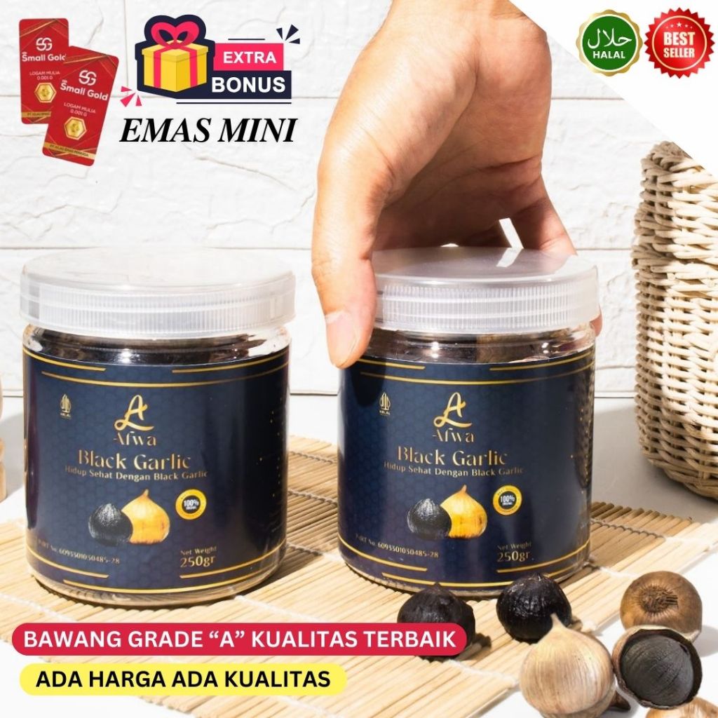 

BLACK GARLIC ORI 100% (Bawang Hitam Tunggal)-FREE EMAS MINI