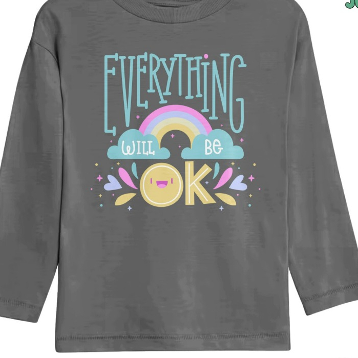 Croco Kaos Atasan Lengan Panjang Anak Laki Laki Perempuan 1-14 Tahun Motif Everything Will Be Ok