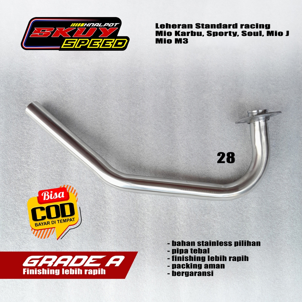Leheran knalpot Mio Sporty / Mio J / Mio Soul , ceklis bending standar racing stainless pnp