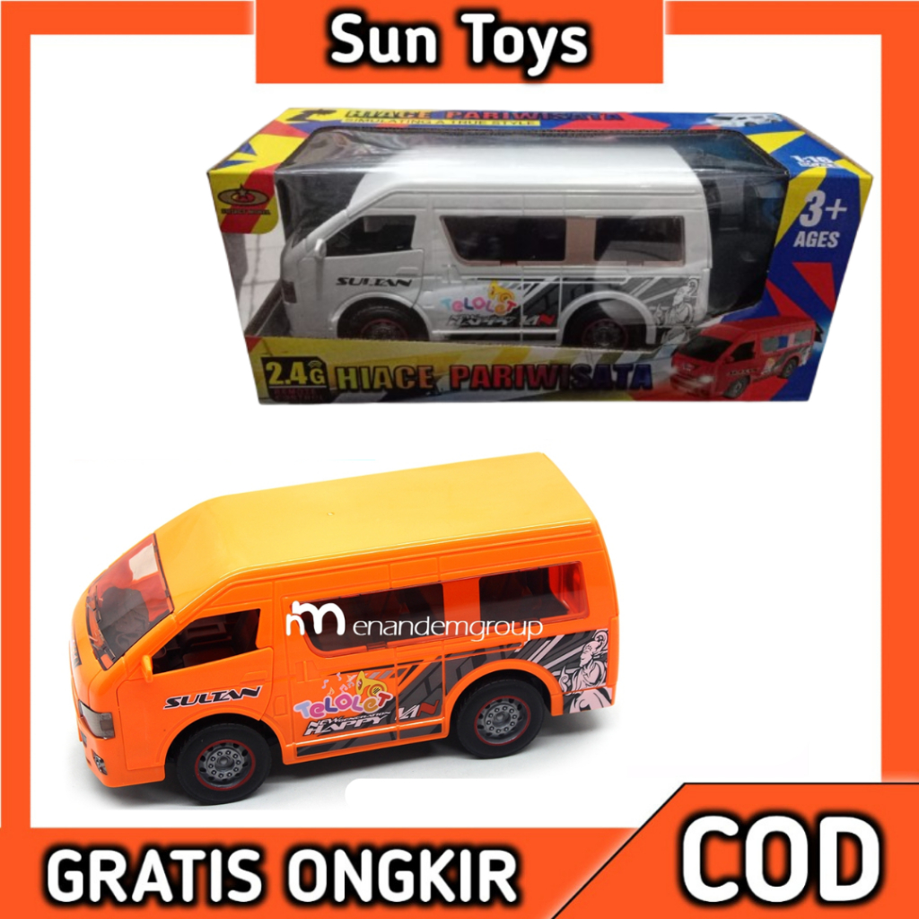 Mainan Mobil Remot Kontrol RC Van Travel Telolet Toyota Hiace 9889 Buka Pintu Asep