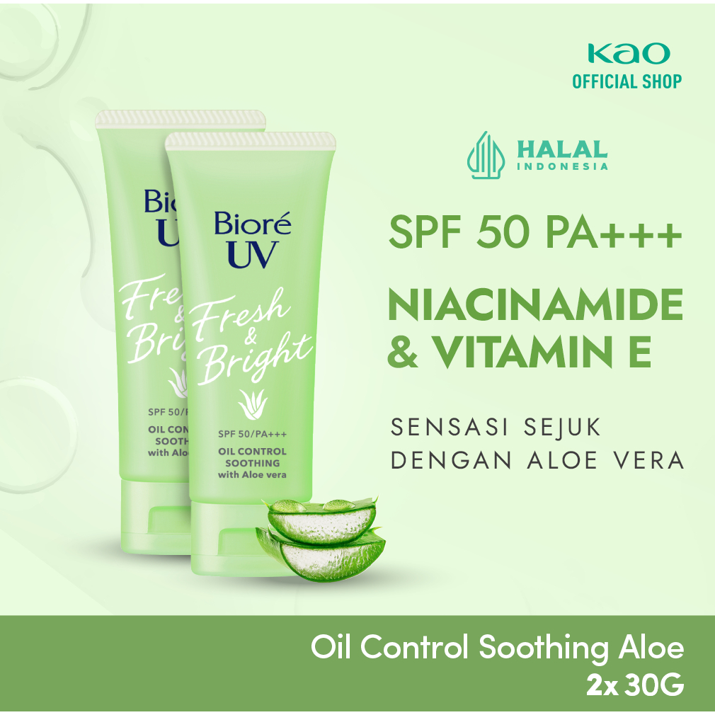 Biore UV Fresh & Oil Control Soothing Aloe Sunscreen Tabir Surya Sun Screen Sunblock Cream SPF 50+ P