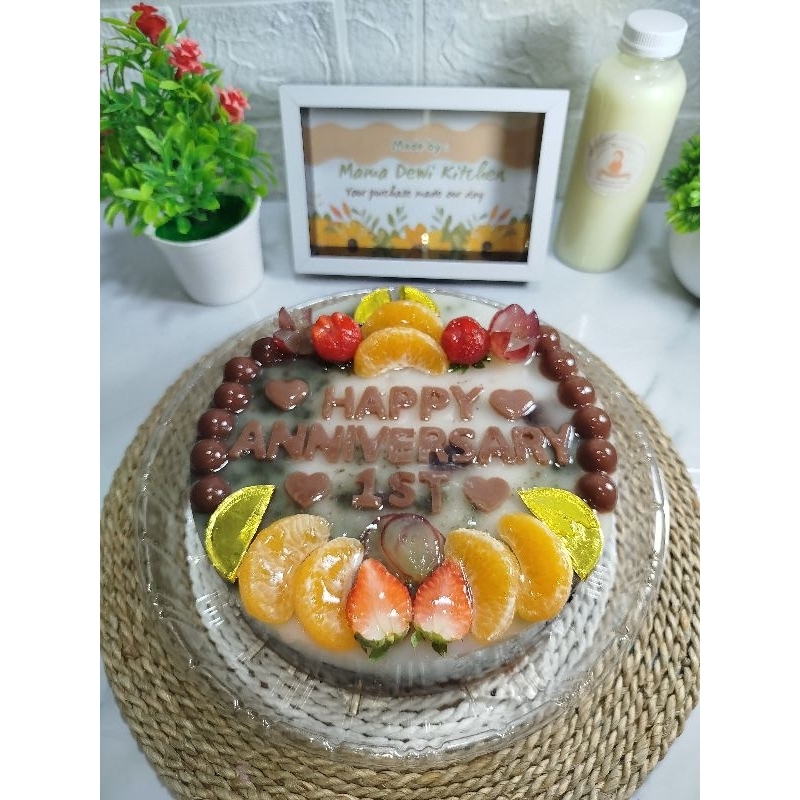 

Puding Coklat Vanila Oreo dengan toping buah Best seller