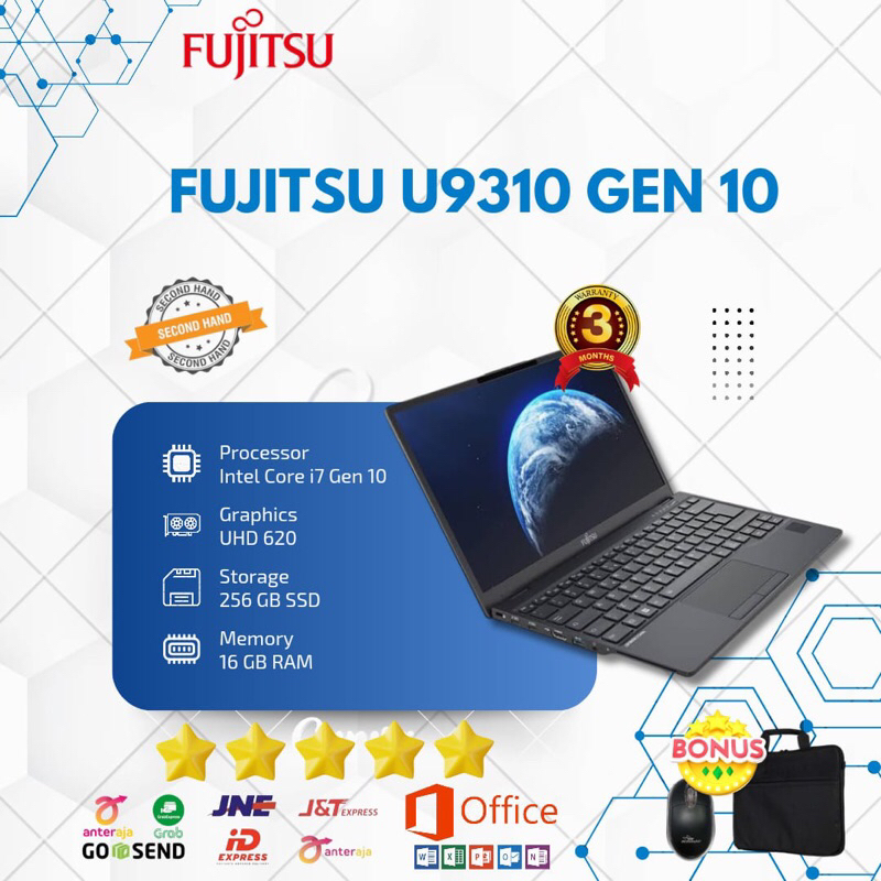 LAPTOP FUJITSU U9310 Core i7 Gen 10 RAM 16GB SSD 256Gb SECOND ORIGINAL