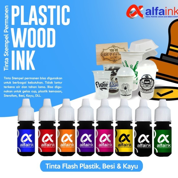 

TINTA PERMANENT UNTUK STEMPEL FLASH | MEDIA PLASTIK KAYU BESI | ORIGINAL 100% | ALFAINK